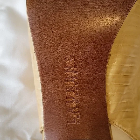 Ralph Lauren Peep Toe Sandals with Heels Tan Color size 8 - Picture 10 of 11